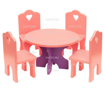 Мебель кукольная "Столик + 4 стульчика"